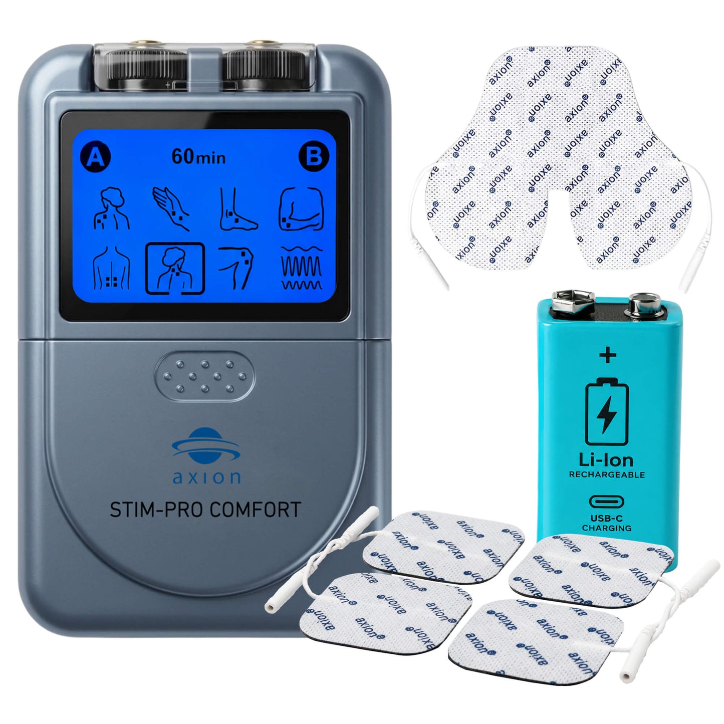 STIM-PRO Comfort+ Electrostimulator Variant | 9V Battery | Neck Electrode