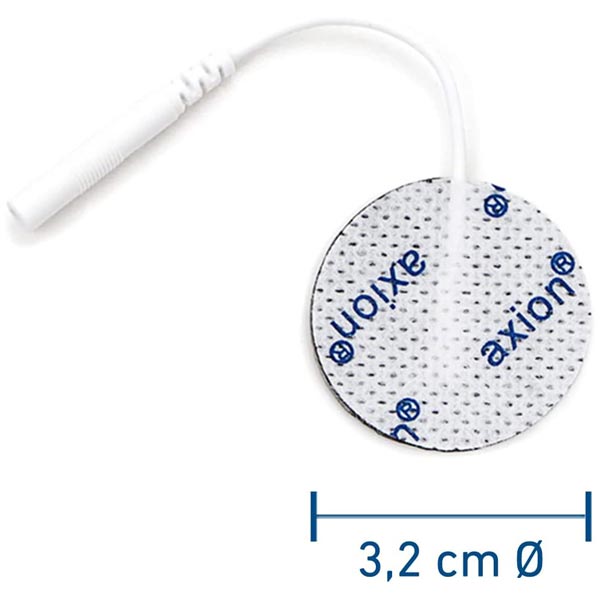 Electrodes (round), Ø 3.2 cm - 4 pieces - compatible with axion, Prorelax, Promed - 2mm plug connection.