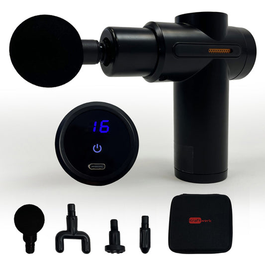 Kraftwerk Massagepistole mit 32 Stufen und 4 Aufsätzen