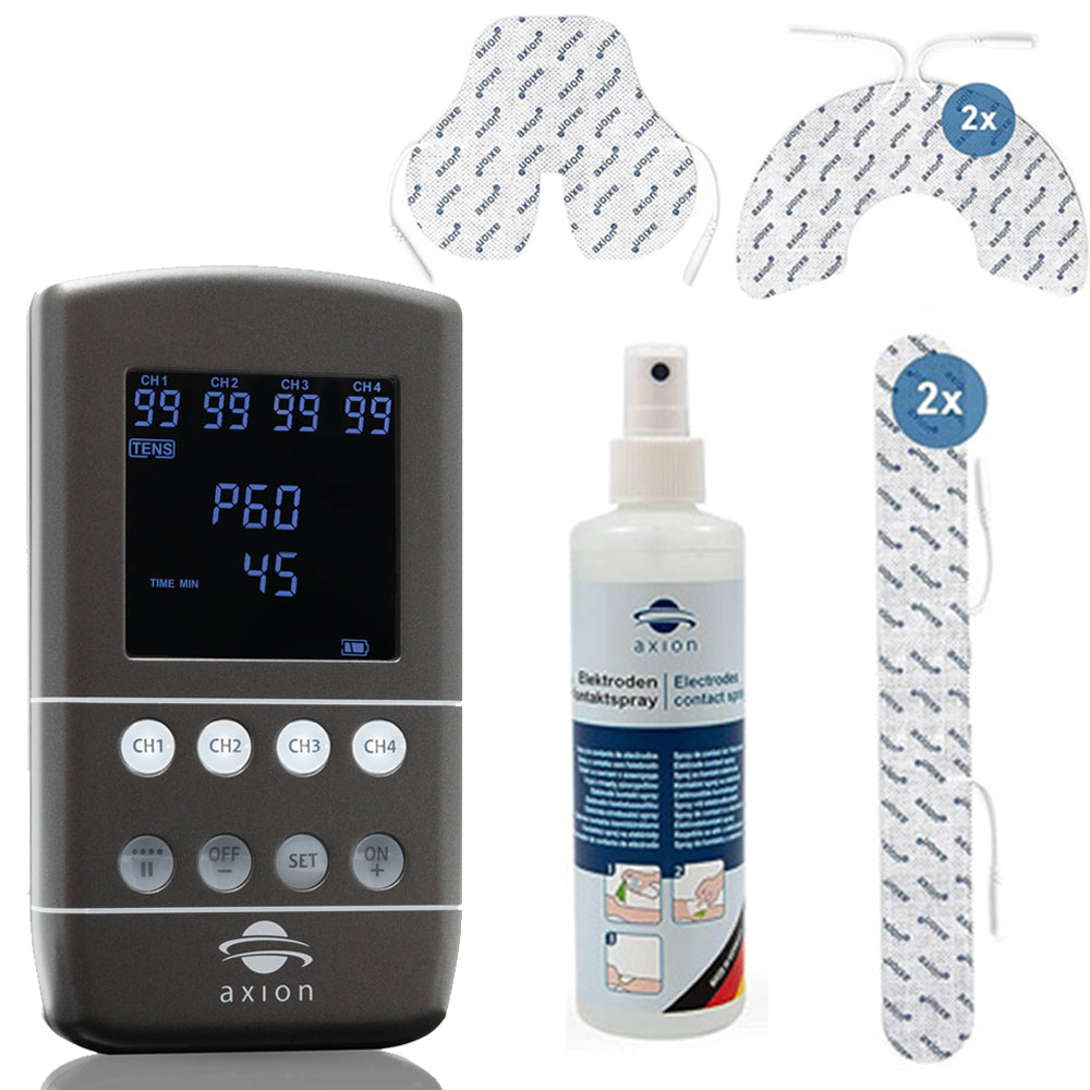 TENS Gerät 4-Kanal STIM-PRO X9B Kombi-Set – inkl. Rückenelektroden & K ...
