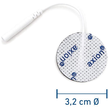 Electrodos (redondos) de Ø 3.2 cm - 4 piezas - compatibles con axion, Prorelax, Promed, Auvon - conexión clavija de 2 mm