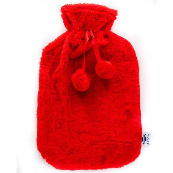 Flauschige Wärmflasche mit Bezug - rot - 33x20 cm