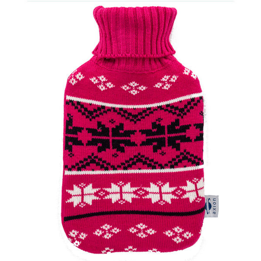 Hot water bottle with pink cover 33 x 20 cm