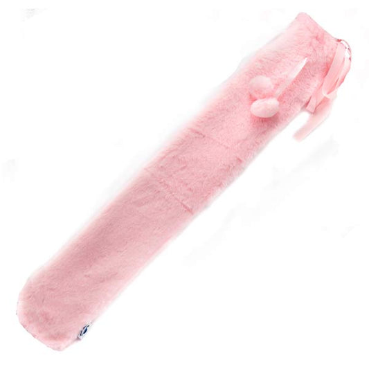 Bolsa de agua caliente larga con funda suave rosa - 72x12 cm